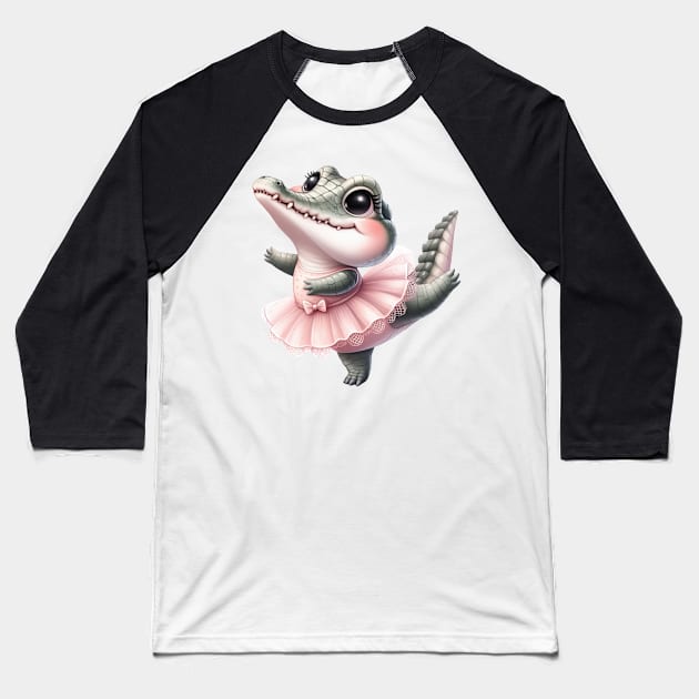 Valentine Love Crocodile Baseball T-Shirt by Chromatic Fusion Studio